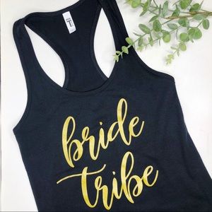 BRIDE TRIBE Black Gold Tank Top New Wedding